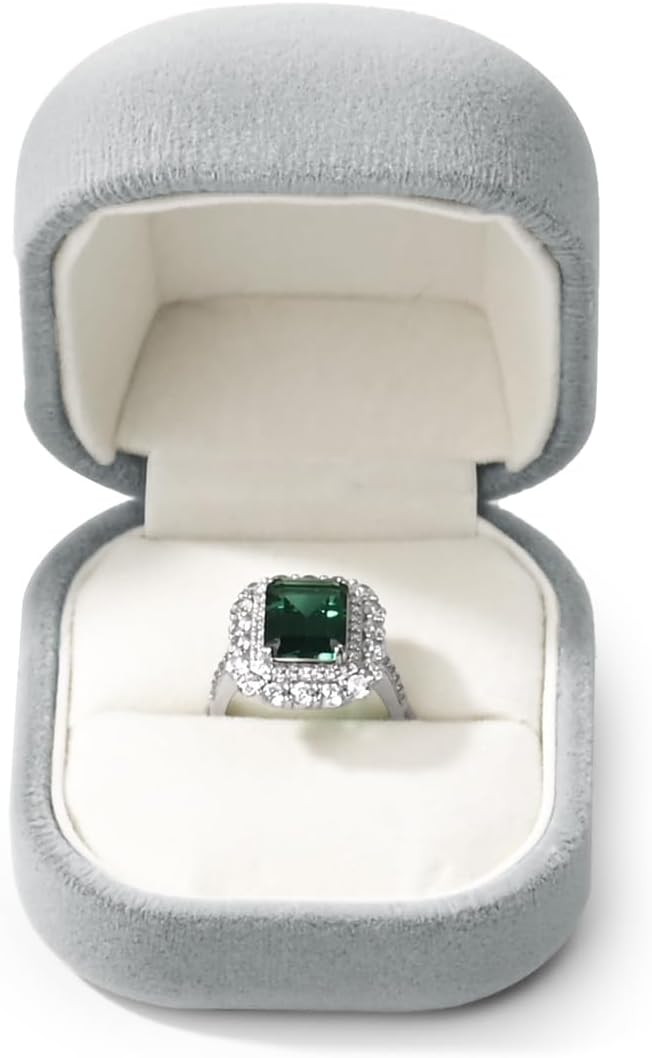Caja terciopelo anillos regalo cumpleaños bodas gris