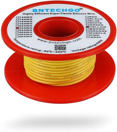 Bobina alambre silicona 22awg 50pies color amarillo flexible