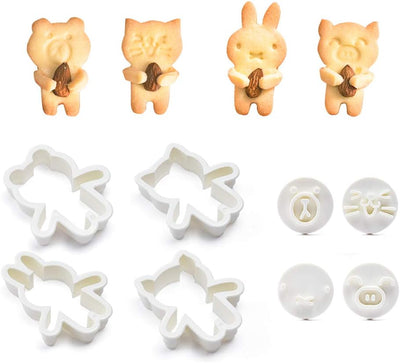 Juego 8 Cortadores Galletas Animales Osos Gatos Cerditos