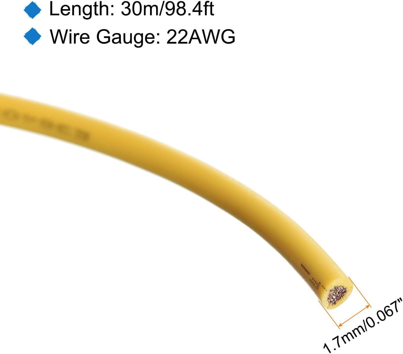 Alambre trenzado PVC 22AWG cobre estañado UL1007 30m
