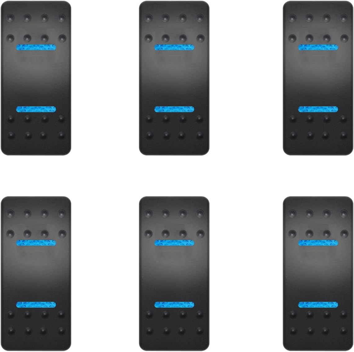 6 Pzas Tapa Lente Azul Dual para Interruptor Marino