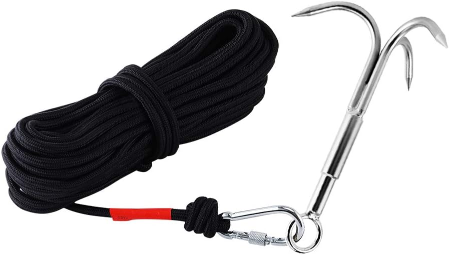 Gancho acero inox 3 garras para escalada y rescate