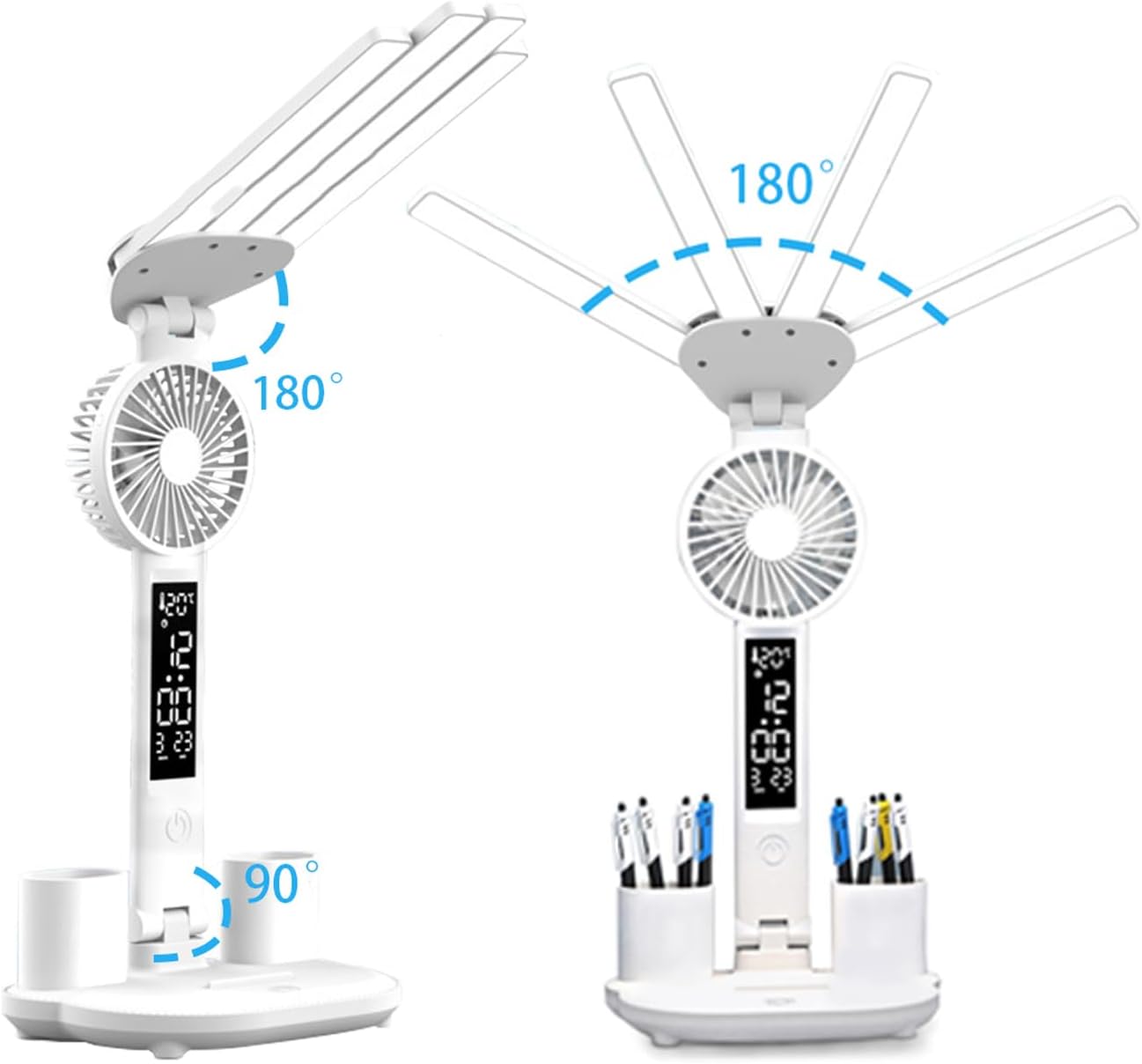 Lámpara escritorio LED 6en1 ajustable con ventilador