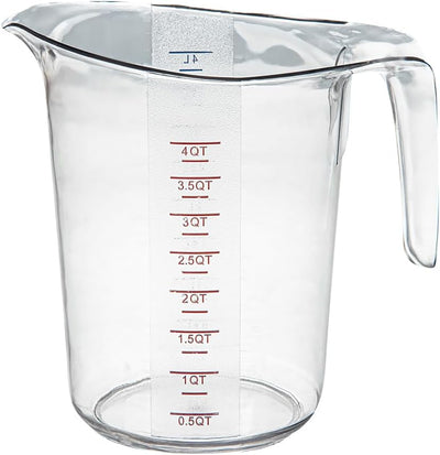 Tarro medidor 4qt con vaso plástico transparente 248°F