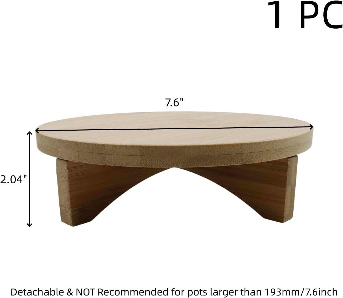Soporte redondo para plantas pequeñas de madera maciza 7.6"