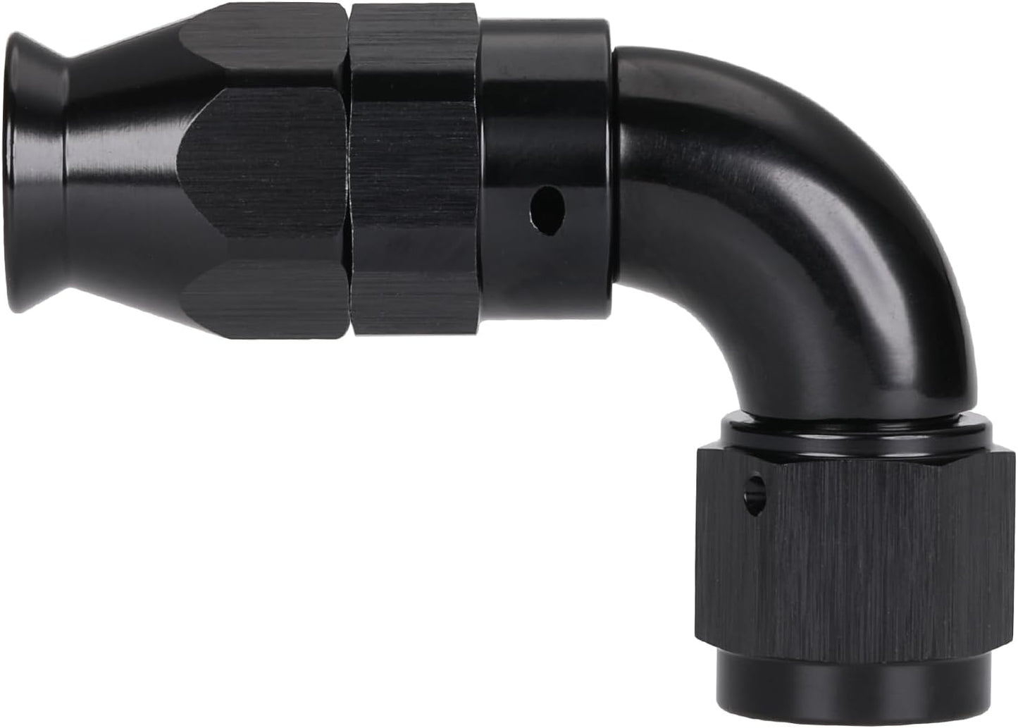 Manguera PTFE con codo giratorio 90° aluminio negro