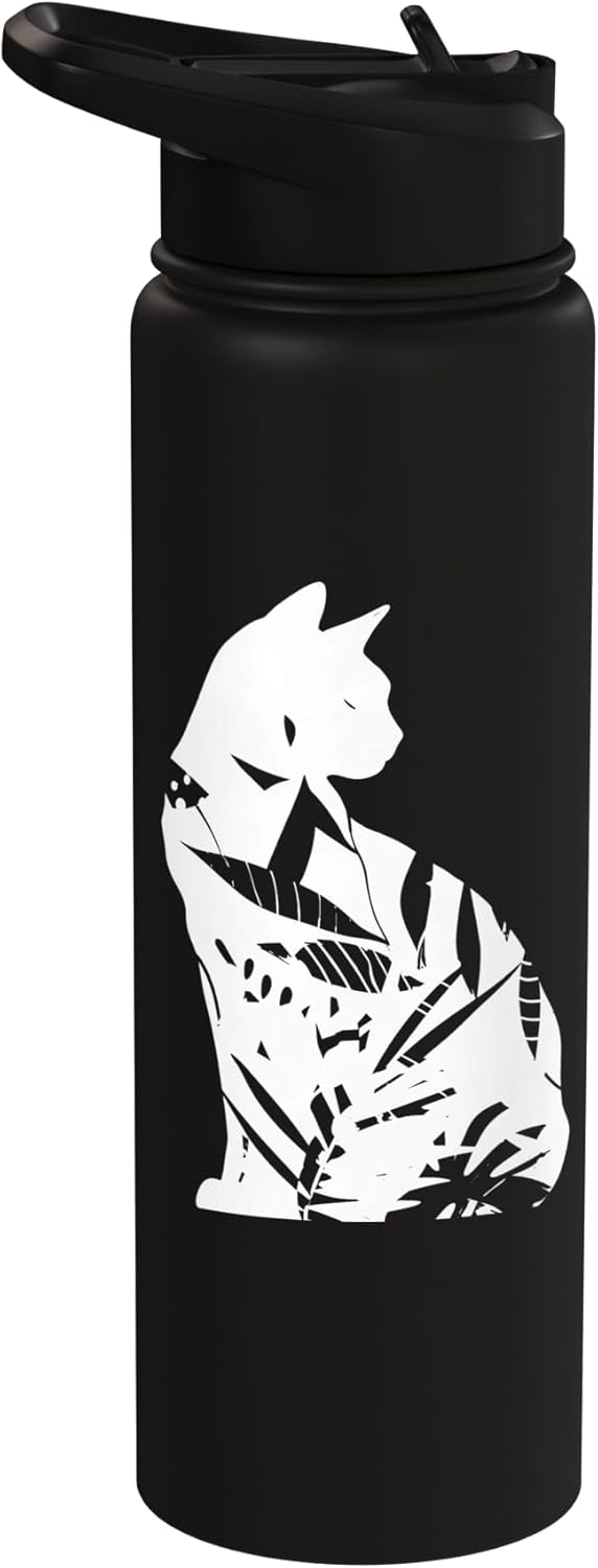 Bote de agua para gatos de acero inoxidable aislado