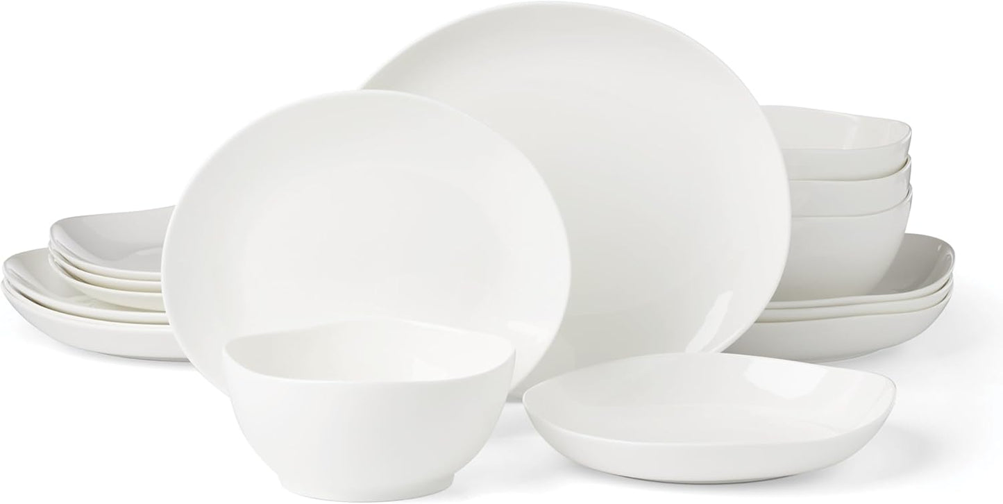 Set 16 Pzas Servicio 4 Porcelana Hueso Apto Lavavajillas Microondas