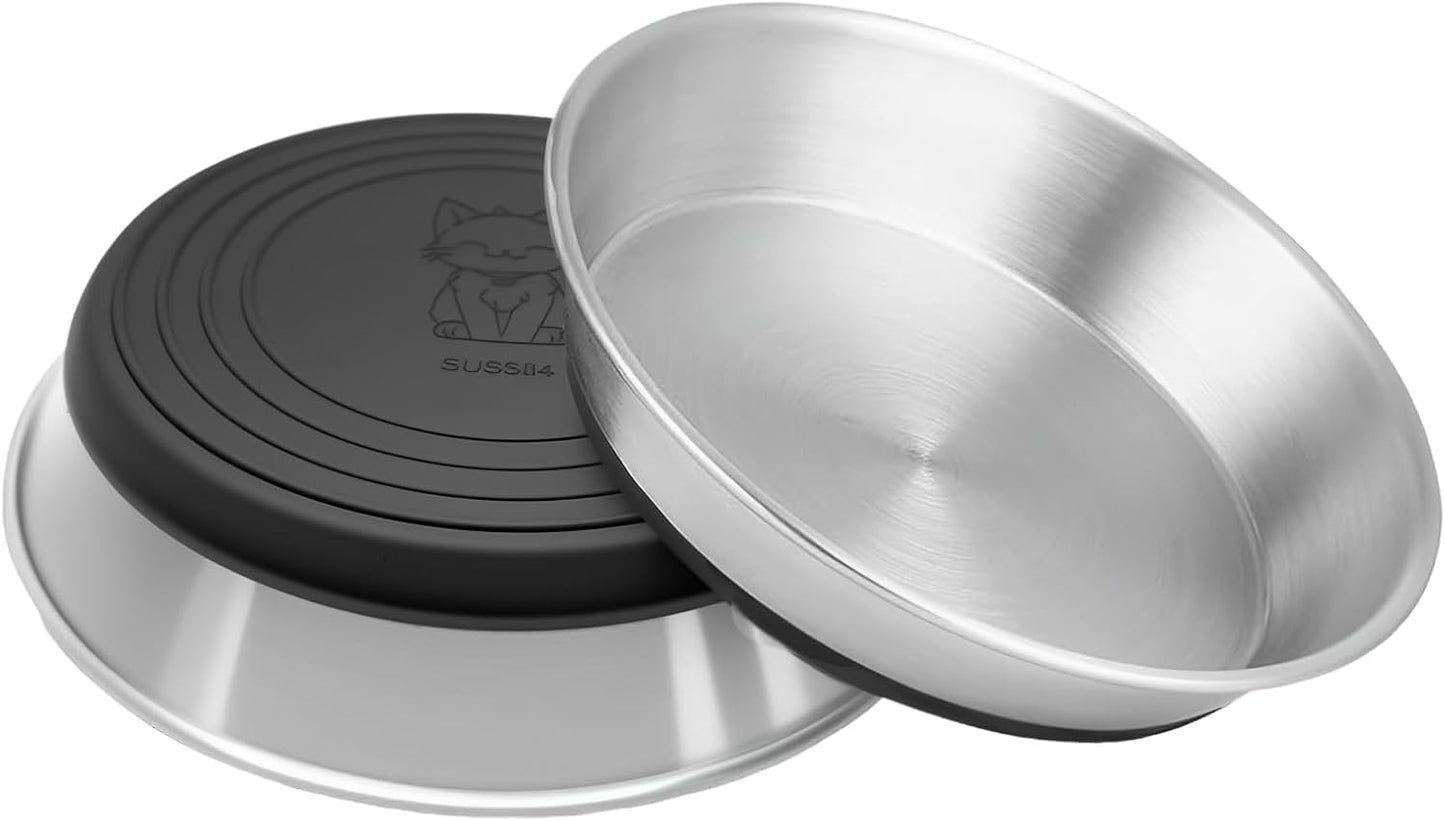 2 Pzas Cuencos Acero Inox para Gatos con Base Antiderrap