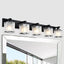Lámpara baño 5 luces negro mate vidrio esmerilado e26