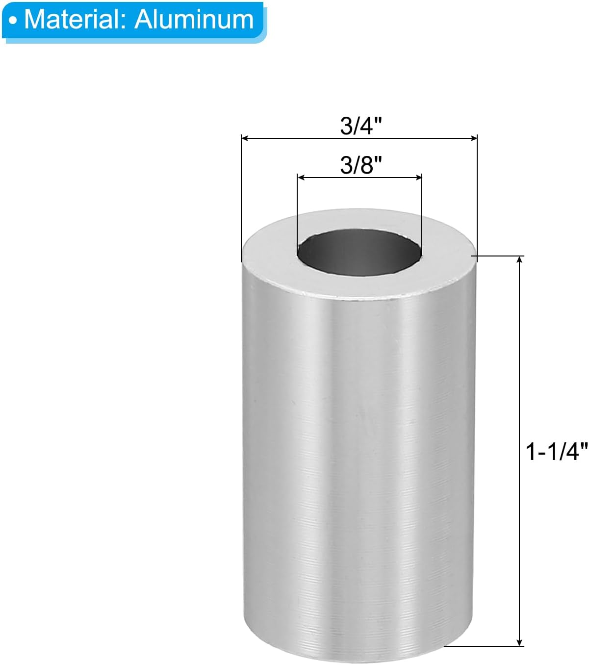 Espaciador aluminio M10 5 pzas X3/4 OD X1-1/4