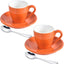 Set 2 Tazas Espresso Porcelana con Platillo y Cucharas Acero Inox
