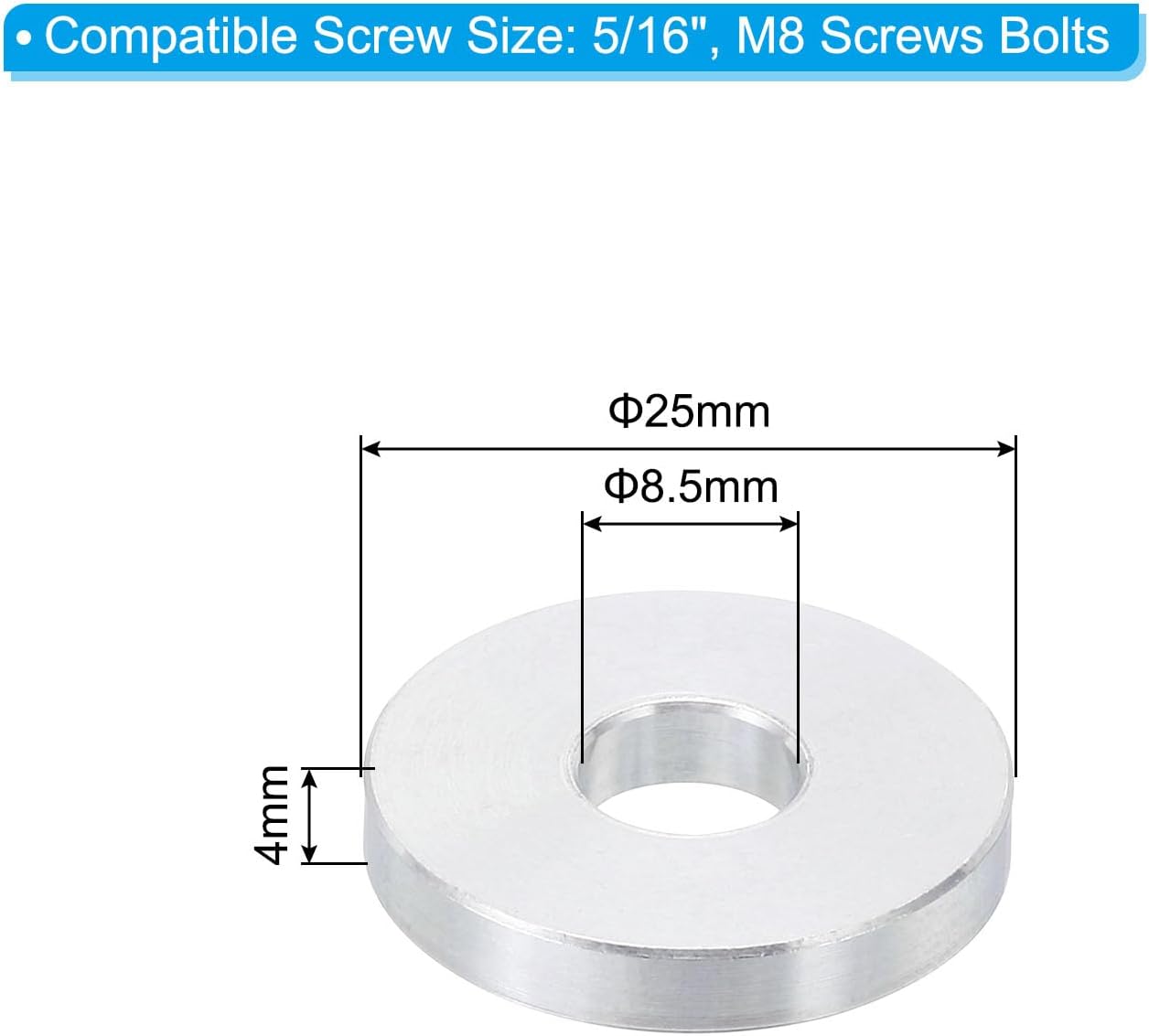 Espaciadores aluminio M8 10 Pzas 0.335x0.984pulg