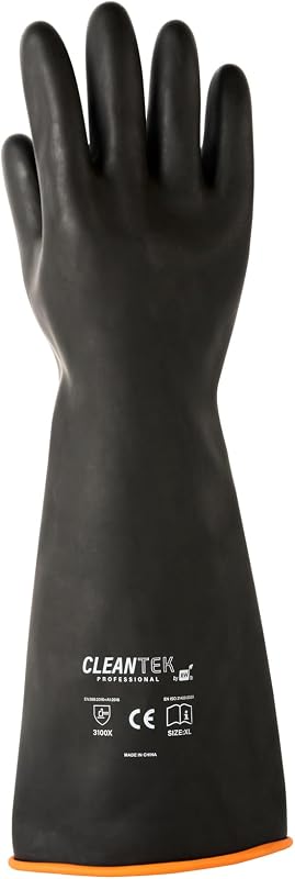 Guantes químicos 10 pzas 17.75" goma negra uso industrial
