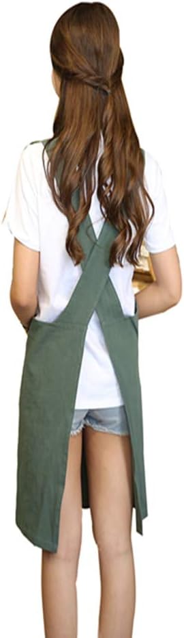 Delantal mujer estilo japonés con bolsillos verde militar