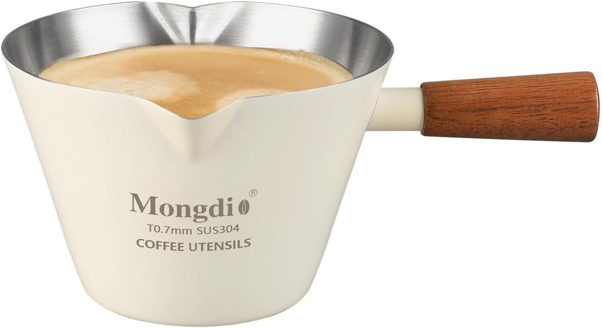 Taza Espresso Acero Inox Mango Madera 200ml Blanca