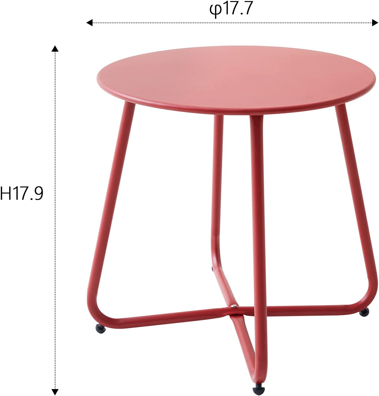 Mesa auxiliar redonda acero roja impermeable para exteriores