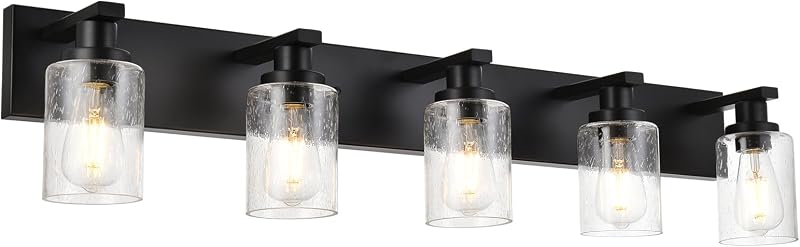 Lámpara tocador 5 luces negro vidrio sembrado pared
