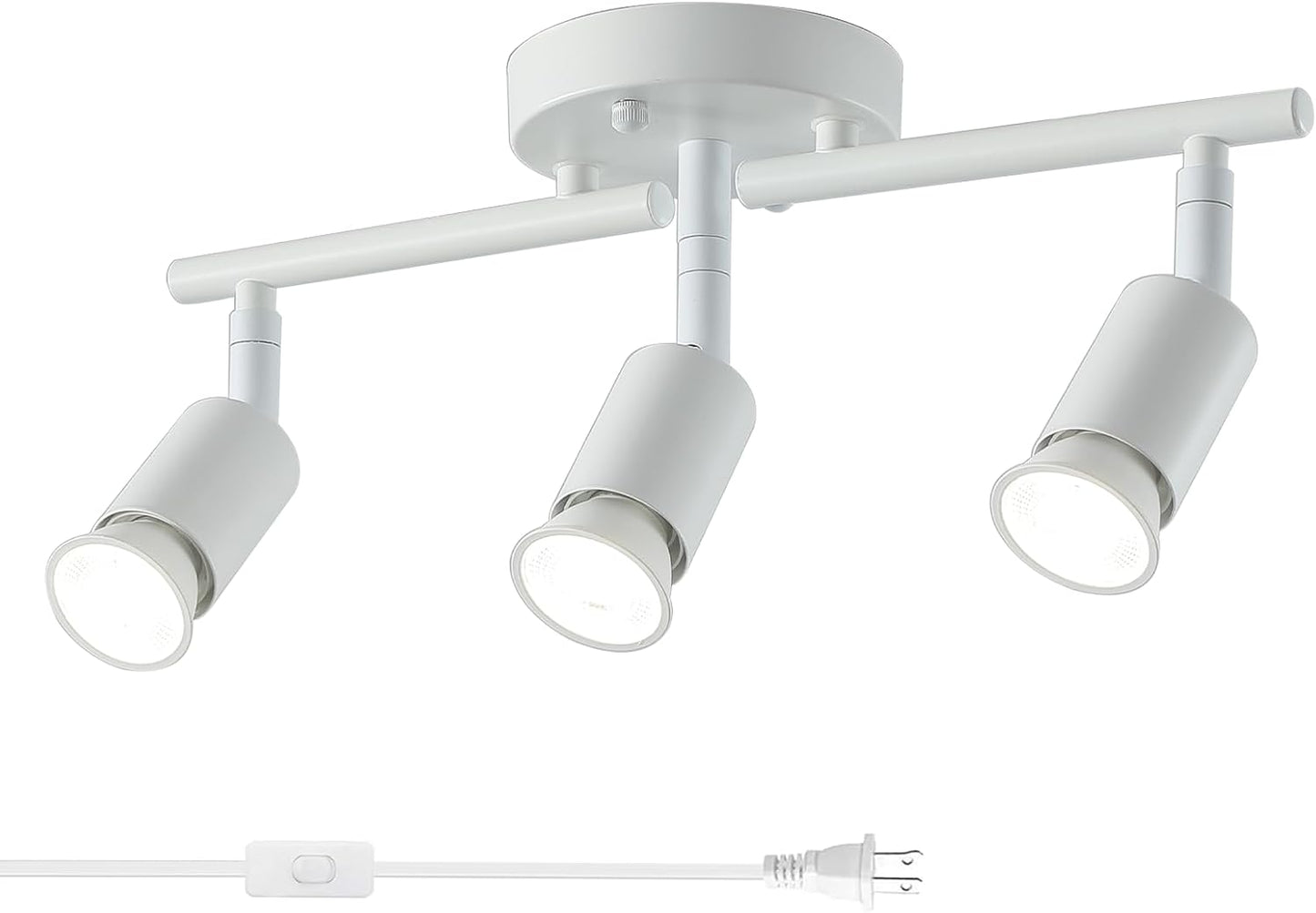 Luz de riel enchufable 3 luces con cable 16.4ft giratorio