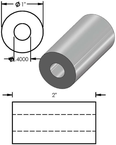 Espaciador aluminio 1x3/8 ID redondo para pernos 3/8 o M10
