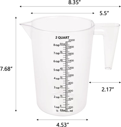 Jarra medidora plástico 64oz con 8 tazas para líquidos y aceite