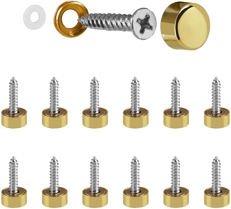 Tornillos espejo latón macizo oro brillante 12 pzas