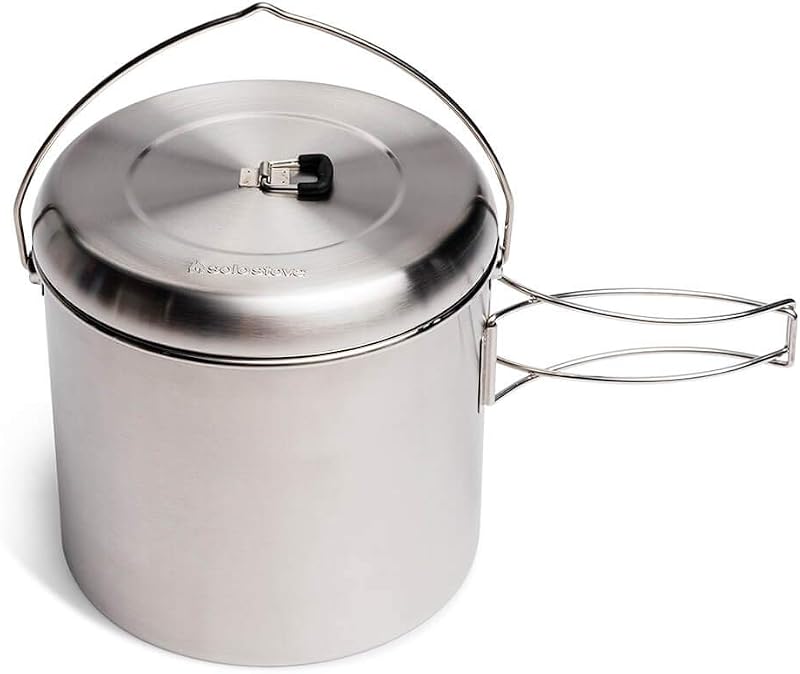 Olla camping acero inox 4000 para fogata y supervivencia
