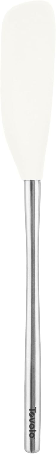 Espátula silicona acero inox mango largo blanca resistente calor
