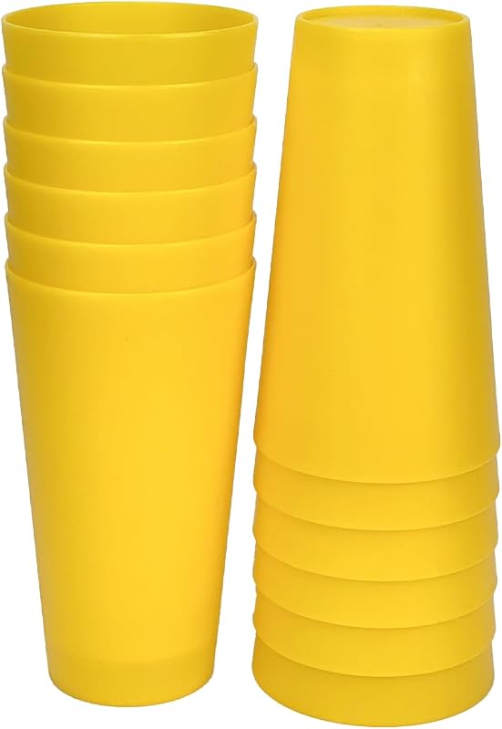 Vasos plástico 32oz grandes para beber sin BPA set 12 amarillo