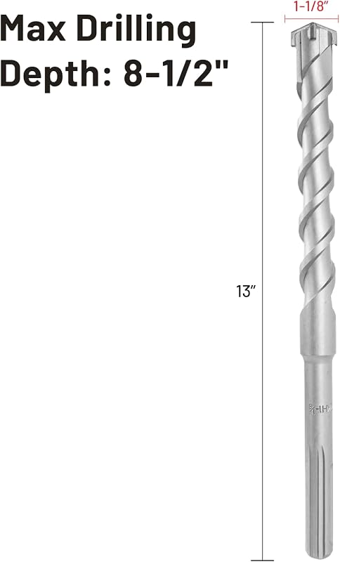 Broca SDS MAX 1-1/8x8-1/2 pulg 40CR con punta carburo