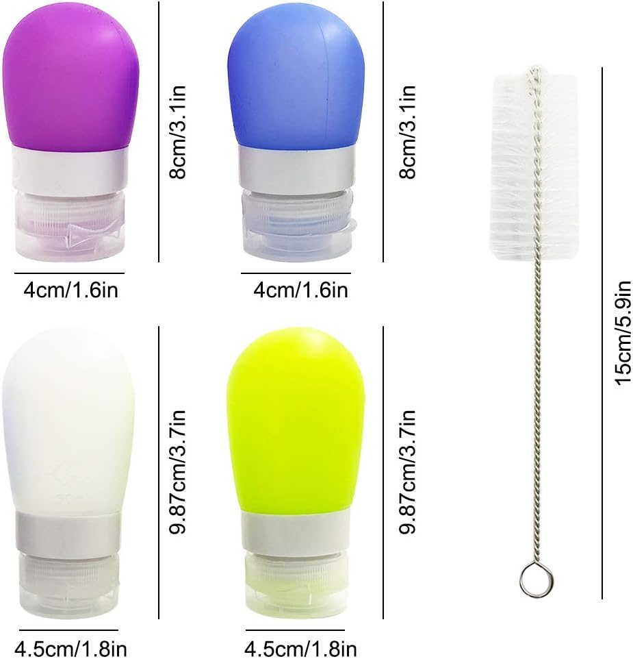 4 Botellas Aderezo Ensalada 1.3-2oz Portátiles con Cepillos