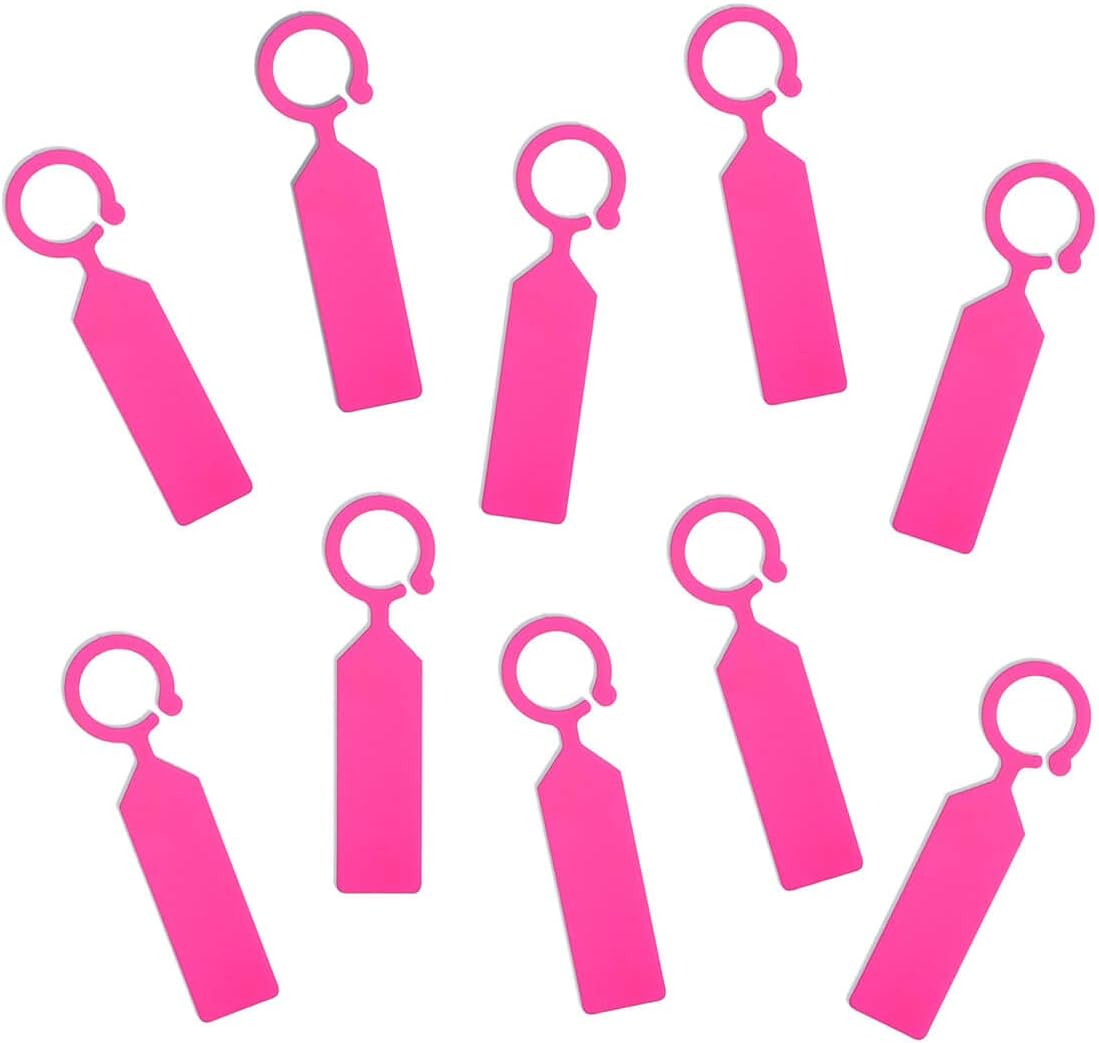 200 Pzas Etiquetas Plástico Impermeables 4.3pulg Rosa