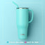 Vaso acero inox 40oz con asa popote aislado rosa intenso