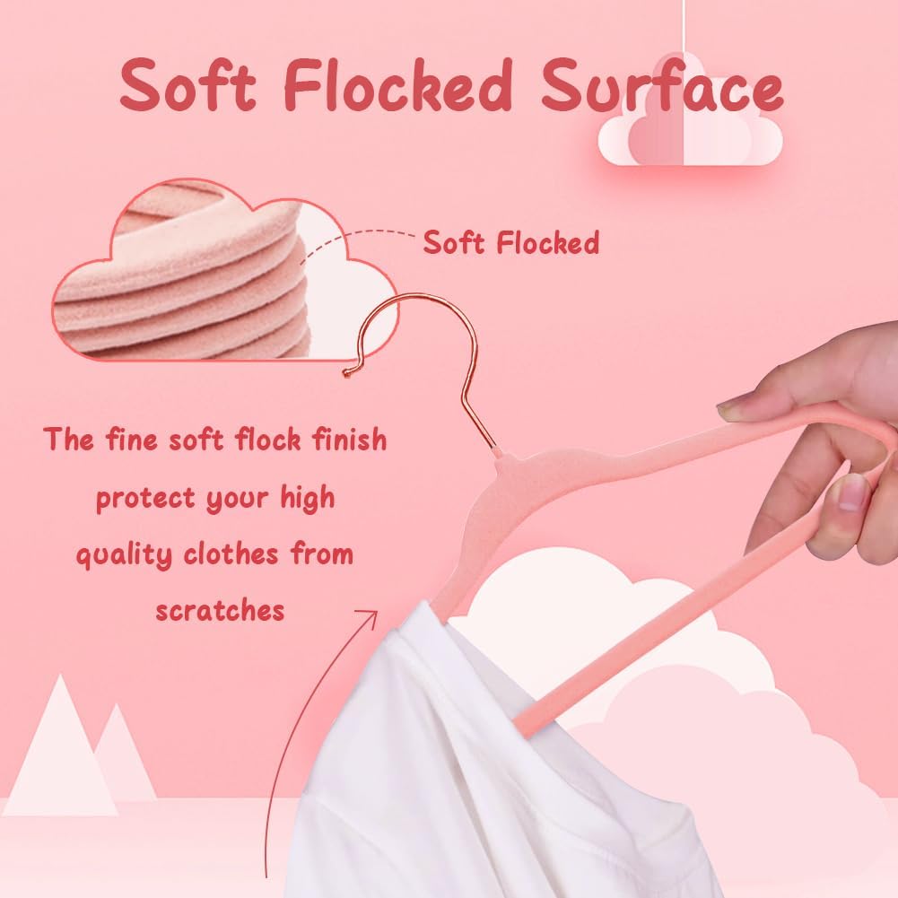 Perchas terciopelo antideslizantes para bebé set 32 rosa
