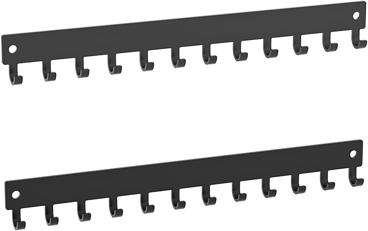 Organiz. collares pared 12 ganchos metal negro