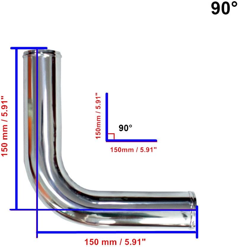 Tubo admisión aire 90 grados aluminio 3.5"