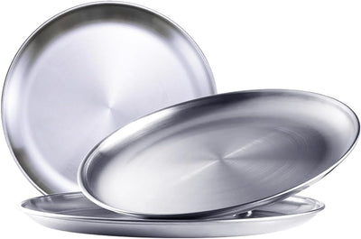 3 Pzas Platos Acero Inox 8" Campamento Reutiliz.