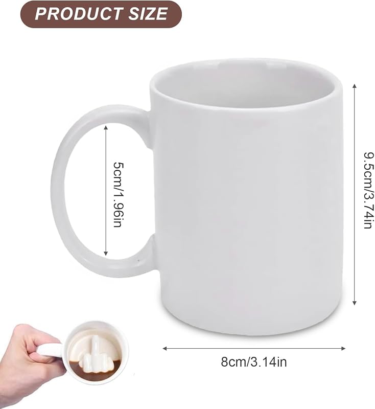 Taza café cerámica con dedo 3D divertida para hombres y mujeres