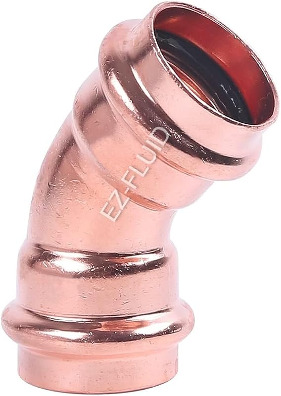 Prensa 1-1/2" accesorios cobre 45 grados Propress