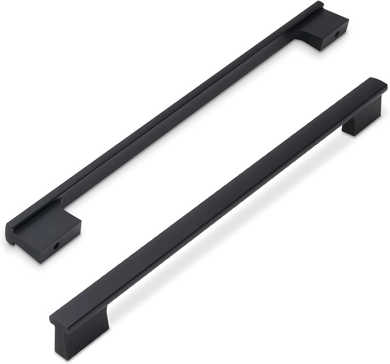 10 Tiradores Negro Mate 15" para Armarios y Cajones