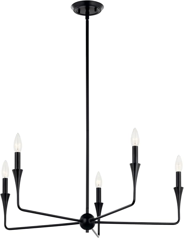 Candelabro 5 luces negro moderno 19x30"