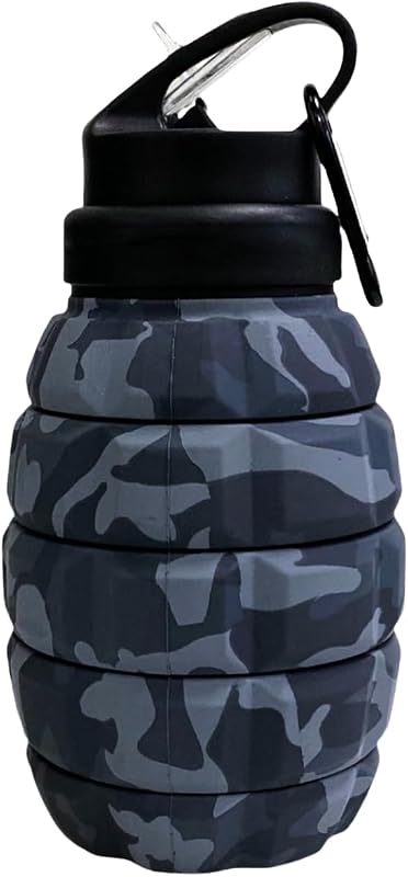 Botella agua deportiva silicona 19.6oz color gris plegable