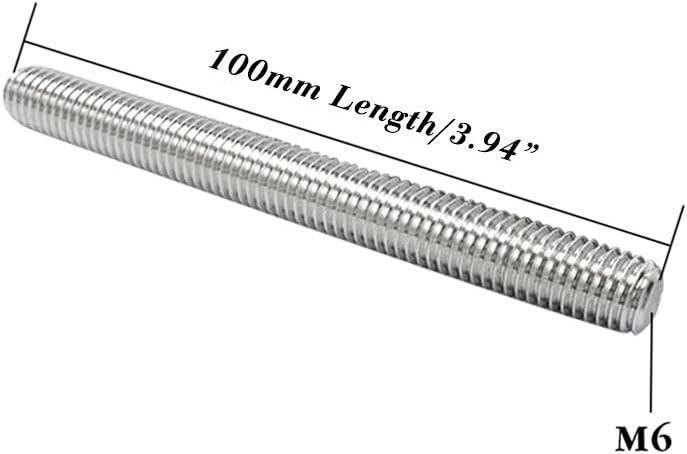 Varilla rosca acero inox M6-2.0 3.937pulg 2 Pzas