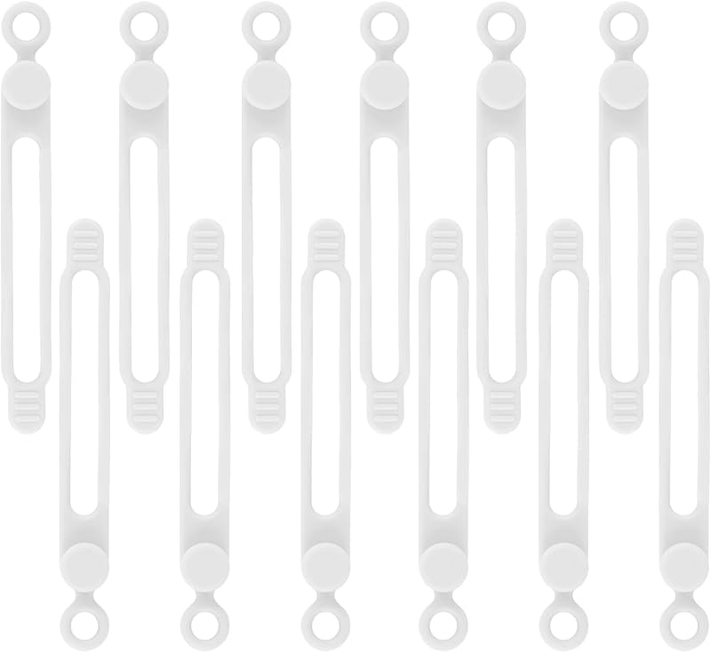 12 Pzas Correas Silicona Blanca Organizador Cable Elástico