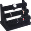 Organiz. pulseras 3 niveles terciopelo negro