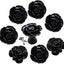 8 Pzas Pomos Puerta Cerámica Negro Floral Rosa con Manija