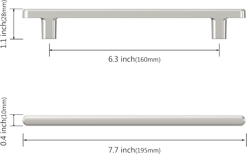 10 Manijas Níquel Cepillado 6.299" para Gabinete Cocina