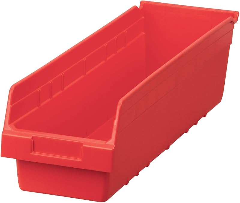 Caja plástico almacenamiento 24x6" color rojo set 10
