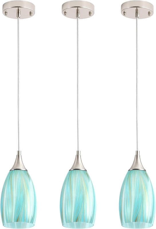 Lámpara colgante Serenity azul cielo pack 3 comedor
