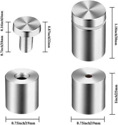 Tornillos separación letreros acrílicos soportes 0.75x1.18pulg
